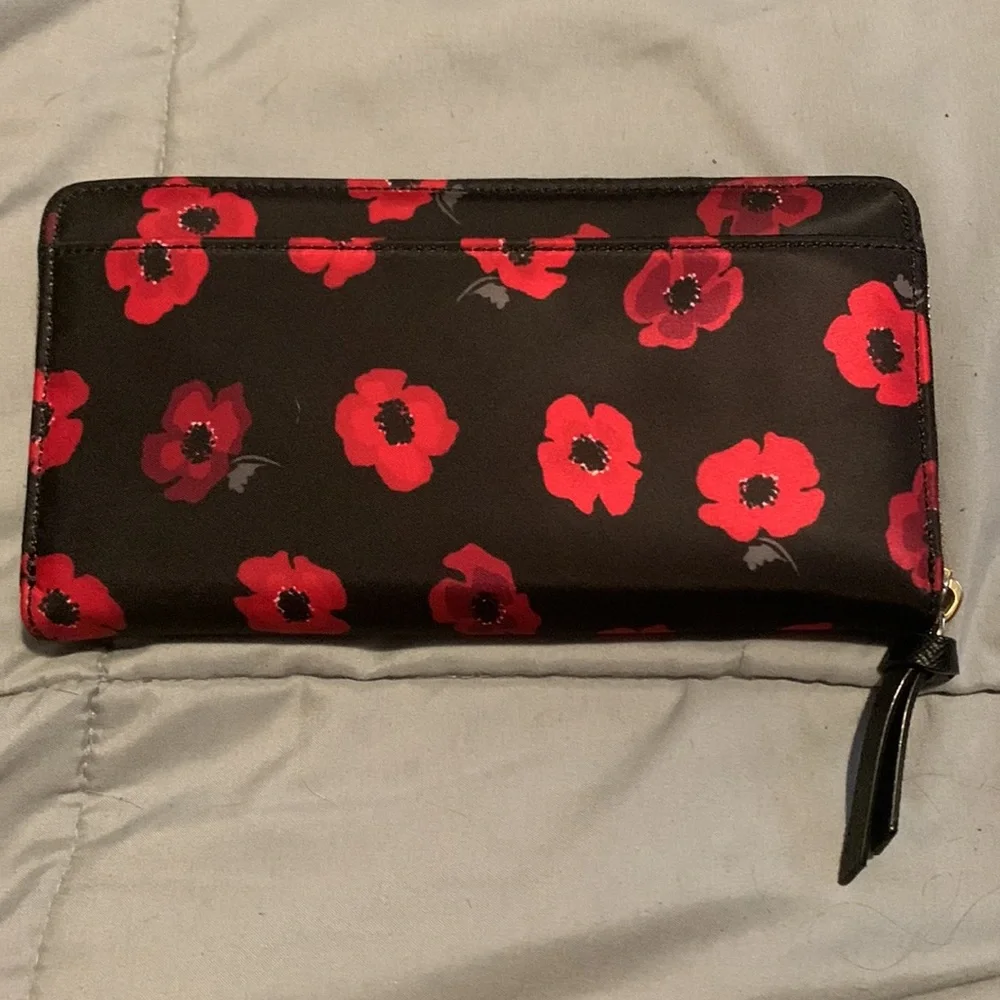 Kate Spade Black and Red Floral Wallet - Picture 2 of 8
